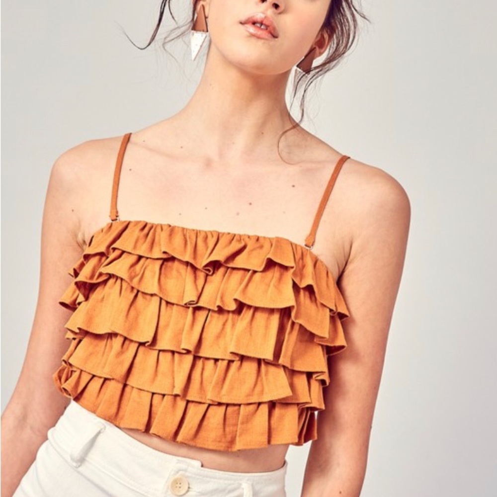 NWT Toffee Ruffle Crop Top